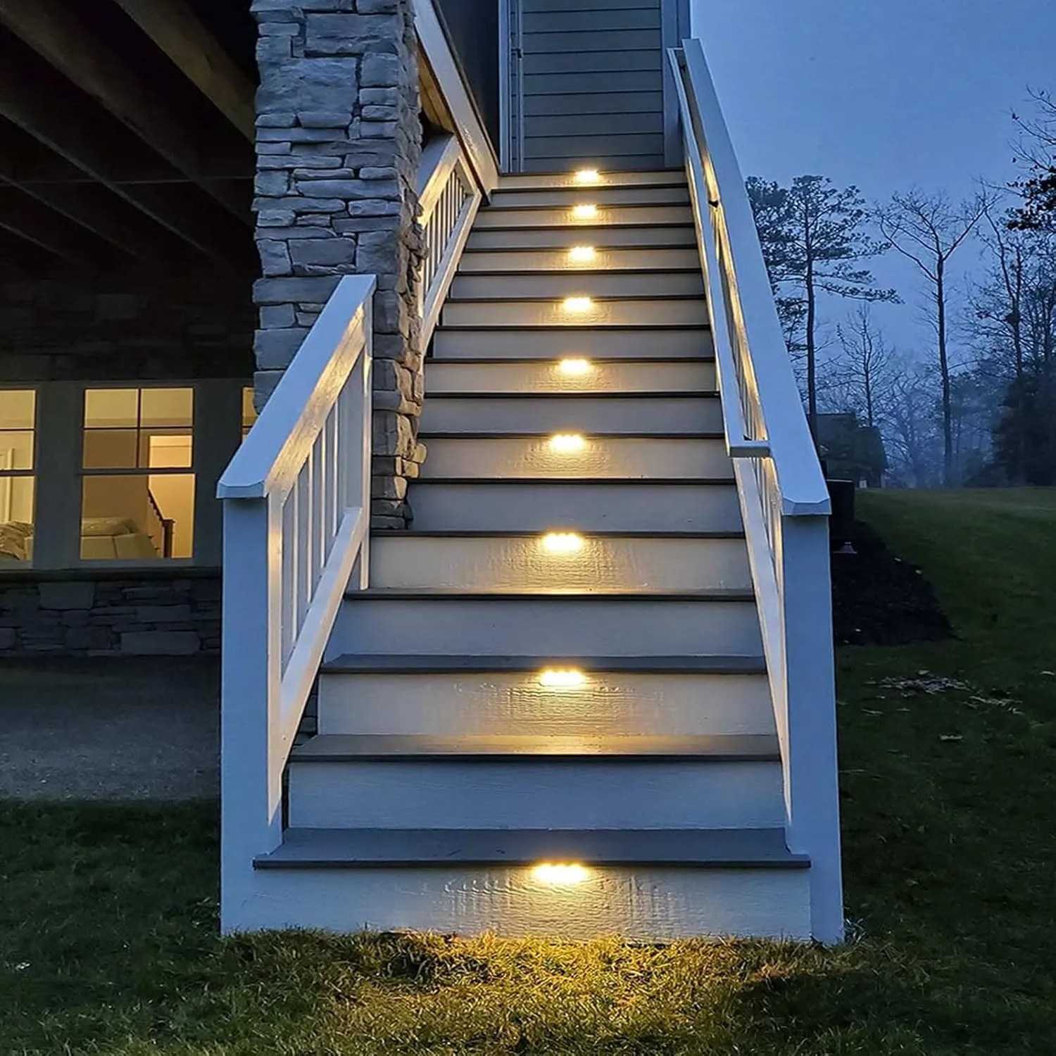 DenicMic Solar Deck Lights 16 Pack Solar Step Lights Outdoor for Patio, Deck,Stairs, Fence Post.,Step,and Yard, Weatherproof LED Deck Lighting Outdoor (Warm White)
