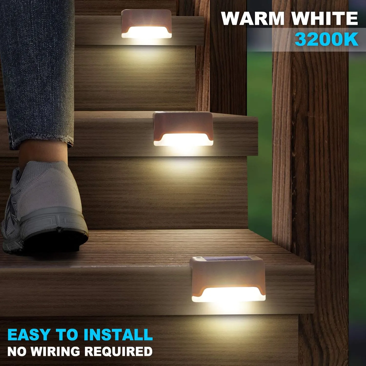 DenicMic Solar Deck Lights 16 Pack Solar Step Lights Outdoor for Patio, Deck,Stairs, Fence Post.,Step,and Yard, Weatherproof LED Deck Lighting Outdoor (Warm White)