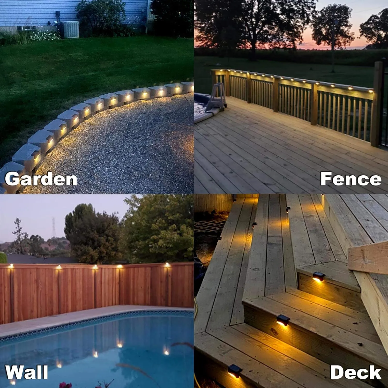 DenicMic Solar Deck Lights 16 Pack Solar Step Lights Outdoor for Patio, Deck,Stairs, Fence Post.,Step,and Yard, Weatherproof LED Deck Lighting Outdoor (Warm White)