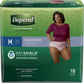Depend FIT-FLEX Adult Underwear Pull On Medium Disposable Heavy Absorbency, 47932 - CASE of 36