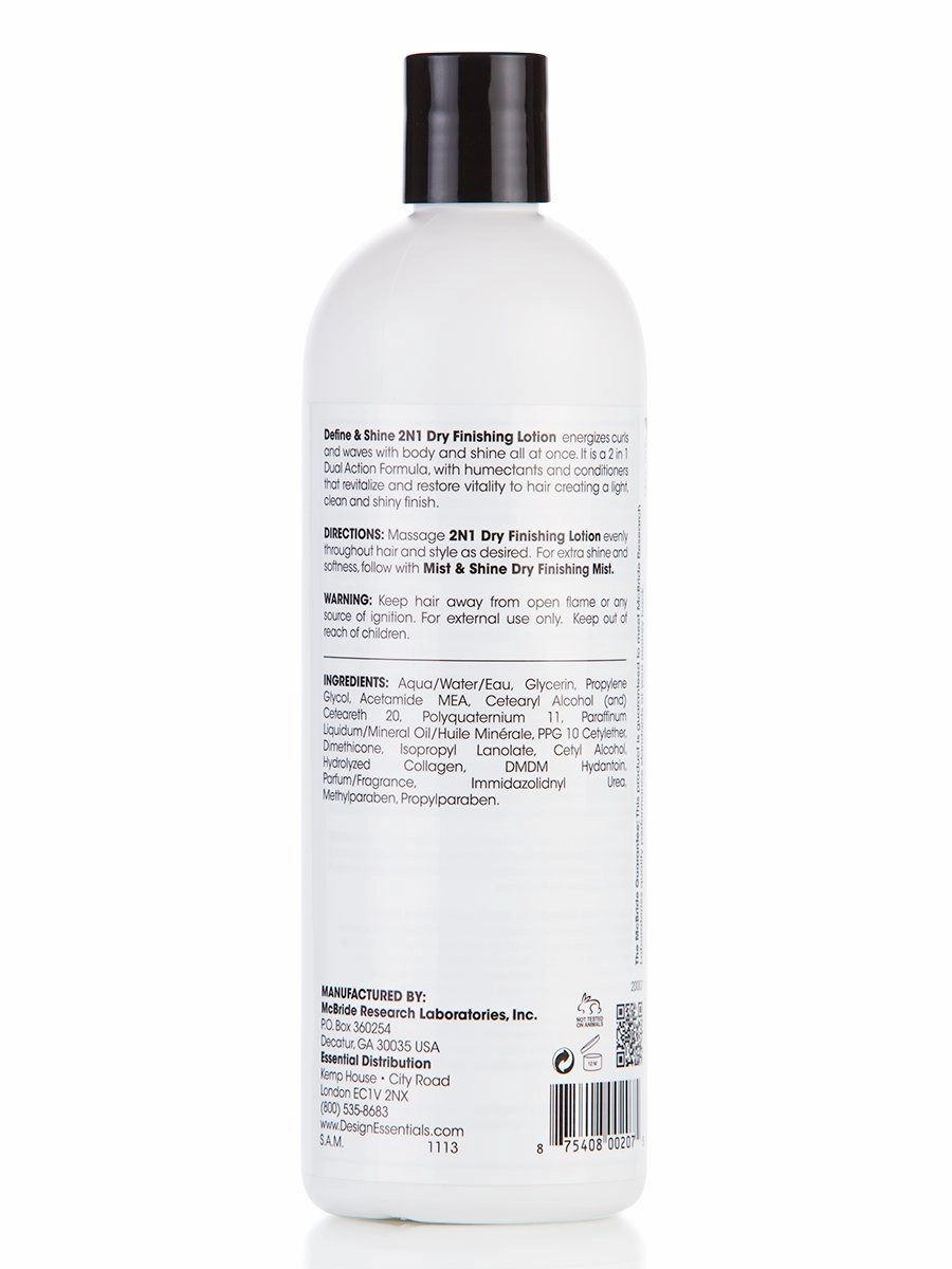 Design Essentials Define & Shine 2-N-1 Dry Finishing Lotion, for Frizzy and Curling Hair, 16 Ounce
