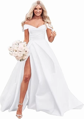Dessiny Boho Wedding Dresses for Bride with Slit Lace Appliques Long Sleeve Mermaid Bridal Dresses for Wedding 2025 DE08