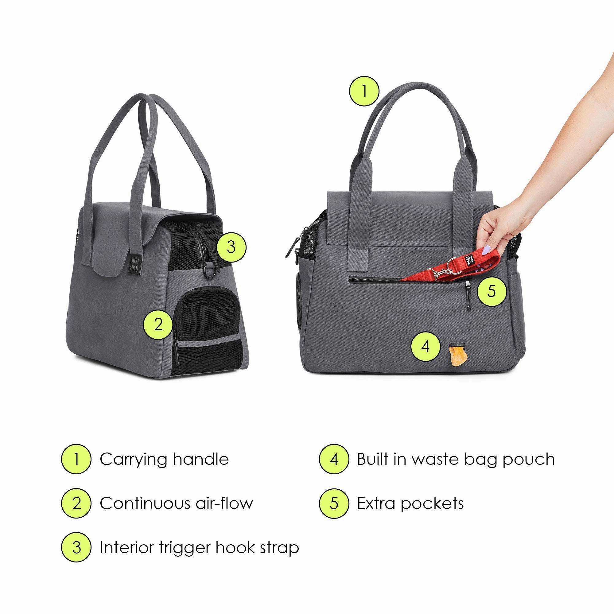 DESTINATION DOG TOTE - GREY.