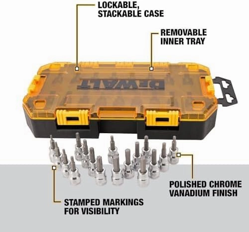 DEWALT Drive Bit Socket Set, 3/8" Drive, SAE/Metric, 17-Piece (DWMT73806)
