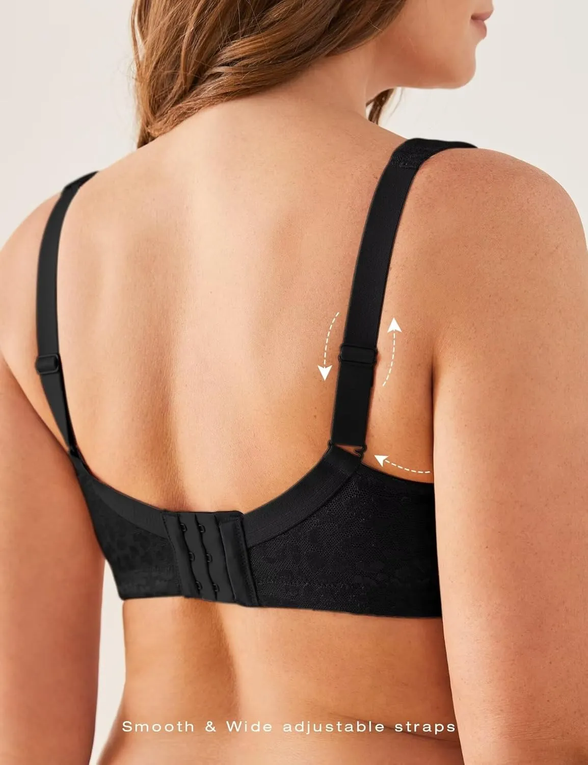 Deyllo Women's Full Coverage Plus Size Comfort Minimizer Bra Wirefree Non Padded