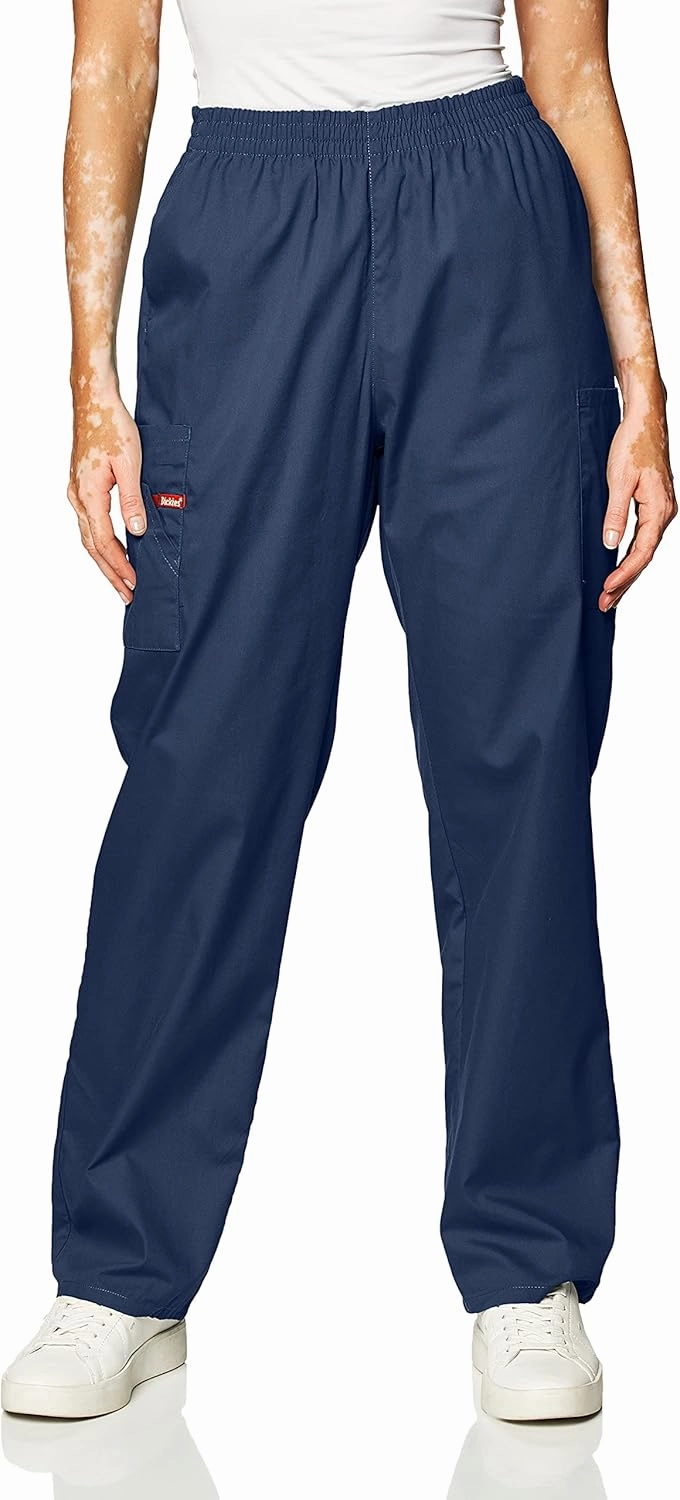 Dickies EDS Signature Scrubs for Women, Elastic Waist Pull-On Cargo Pants for Women in Soft Brushed Poplin 86106