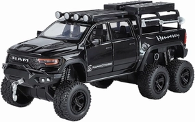Die Casting 1:32 for Dodge Mammoth 6X6 Pickup Truck Series Alloy Simulation Car Model Sound and Light Pull-Back Miniature Model Collection Presents(6x6 Black)