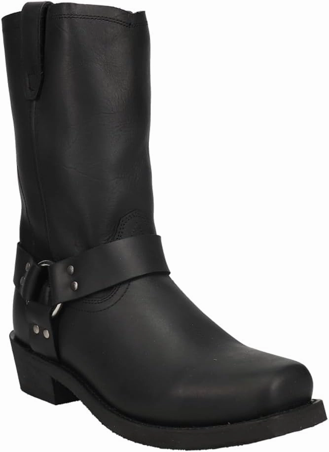 Dingo Mens Dean Harness Square Toe Motorcycle Casual Boots Mid Calf - Black