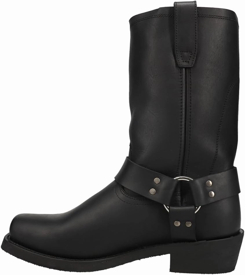 Dingo Mens Dean Harness Square Toe Motorcycle Casual Boots Mid Calf - Black