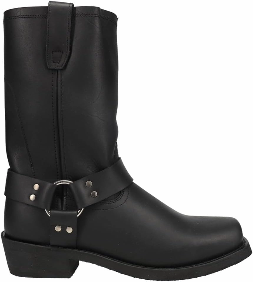 Dingo Mens Dean Harness Square Toe Motorcycle Casual Boots Mid Calf - Black