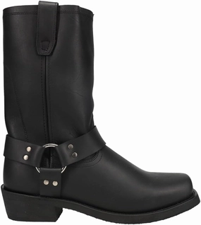 Dingo Mens Dean Harness Square Toe Motorcycle Casual Boots Mid Calf - Black