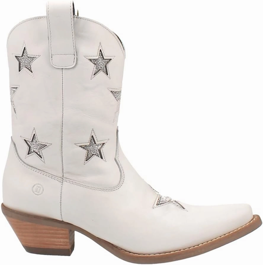 Dingo Womens Star Struck Tooled Inlay Snip Toe Pull On Casual Boots Ankle Mid Heel 2-3" - Black