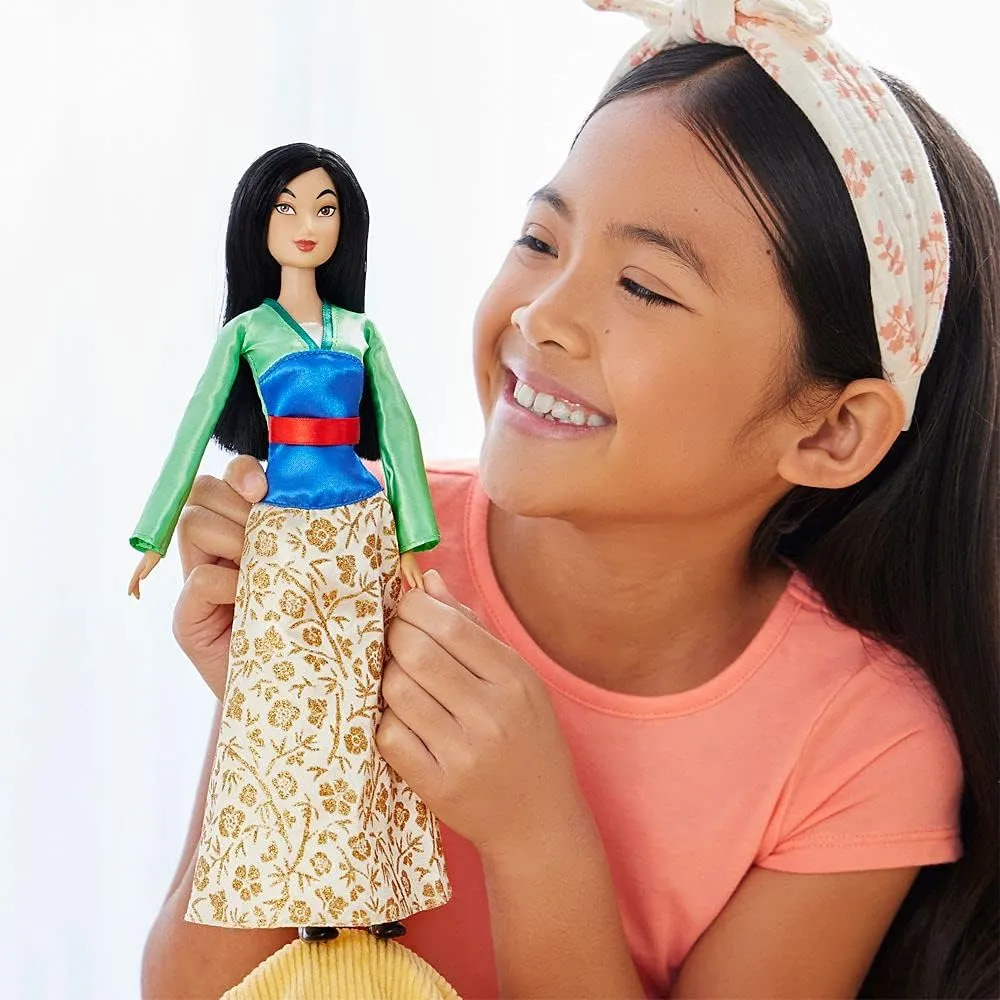 Disney Store Official Disney Princess Classic Doll (Mulan), 11 Inches, Includes Brush with Molded Details, Fully Posable Toy in Classic Outfit - Disney Princess Toys for Girls