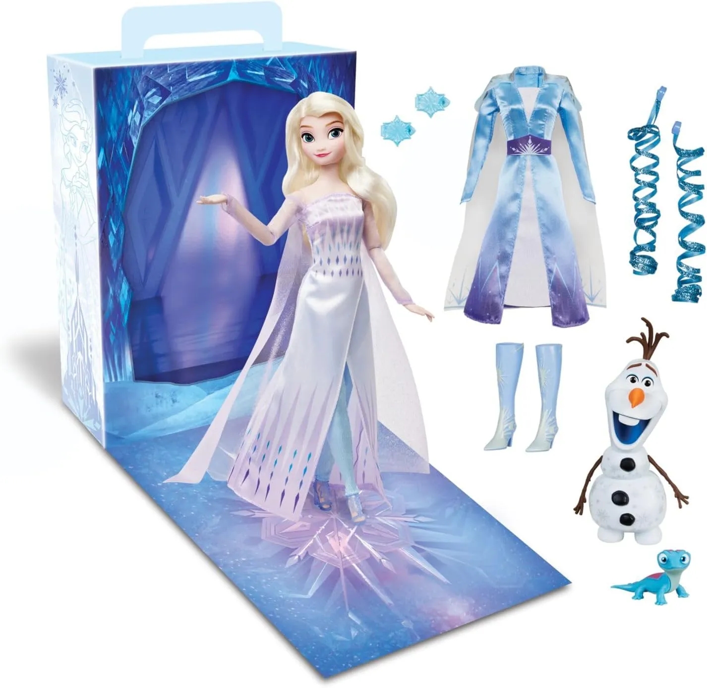 Disney Store Official Princess Story Doll (Elsa from Frozen) 11 Inches, Includes Coloring Book and Additional Dress, Princess Doll in Classic Outfit, Princess Toys for Girls