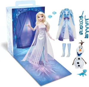 Disney Store Official Princess Story Doll (Elsa from Frozen) 11 Inches, Includes Coloring Book and Additional Dress, Princess Doll in Classic Outfit, Princess Toys for Girls