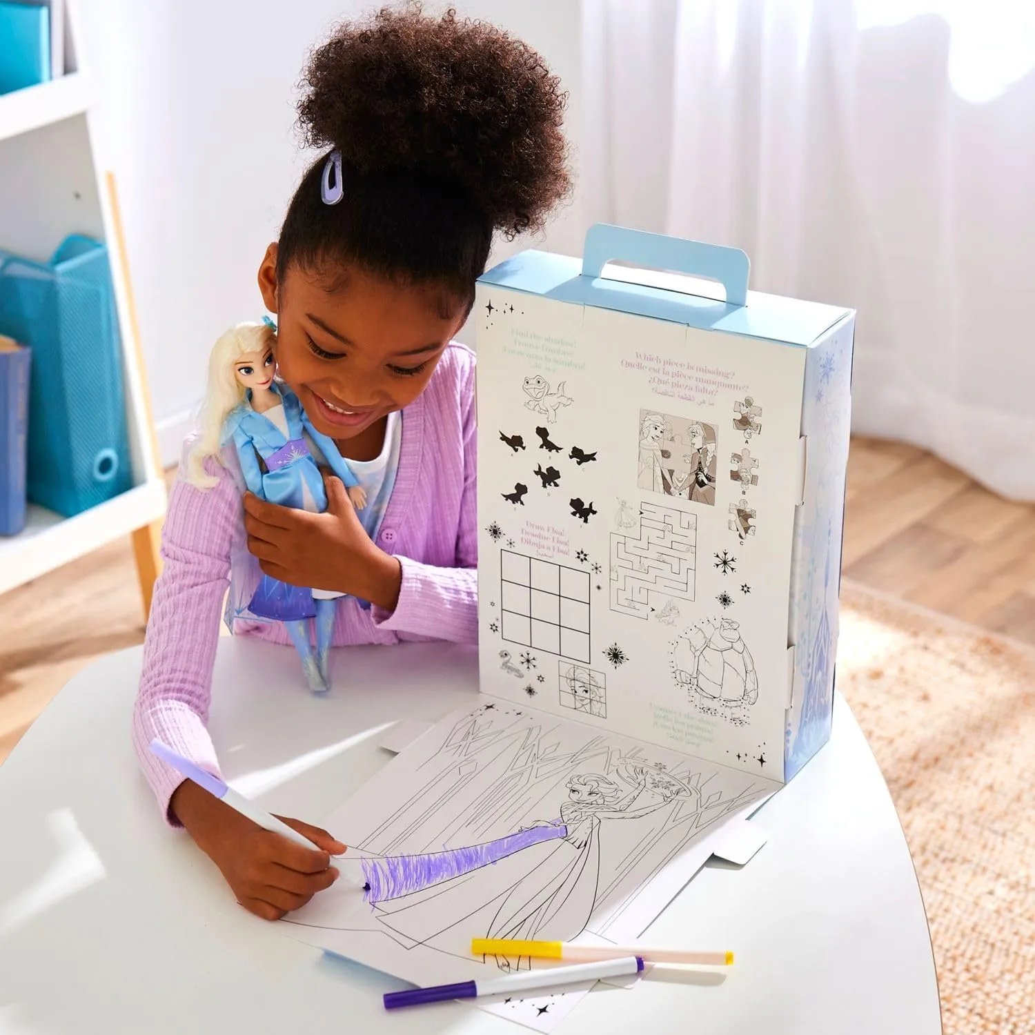 Disney Store Official Princess Story Doll (Elsa from Frozen) 11 Inches, Includes Coloring Book and Additional Dress, Princess Doll in Classic Outfit, Princess Toys for Girls