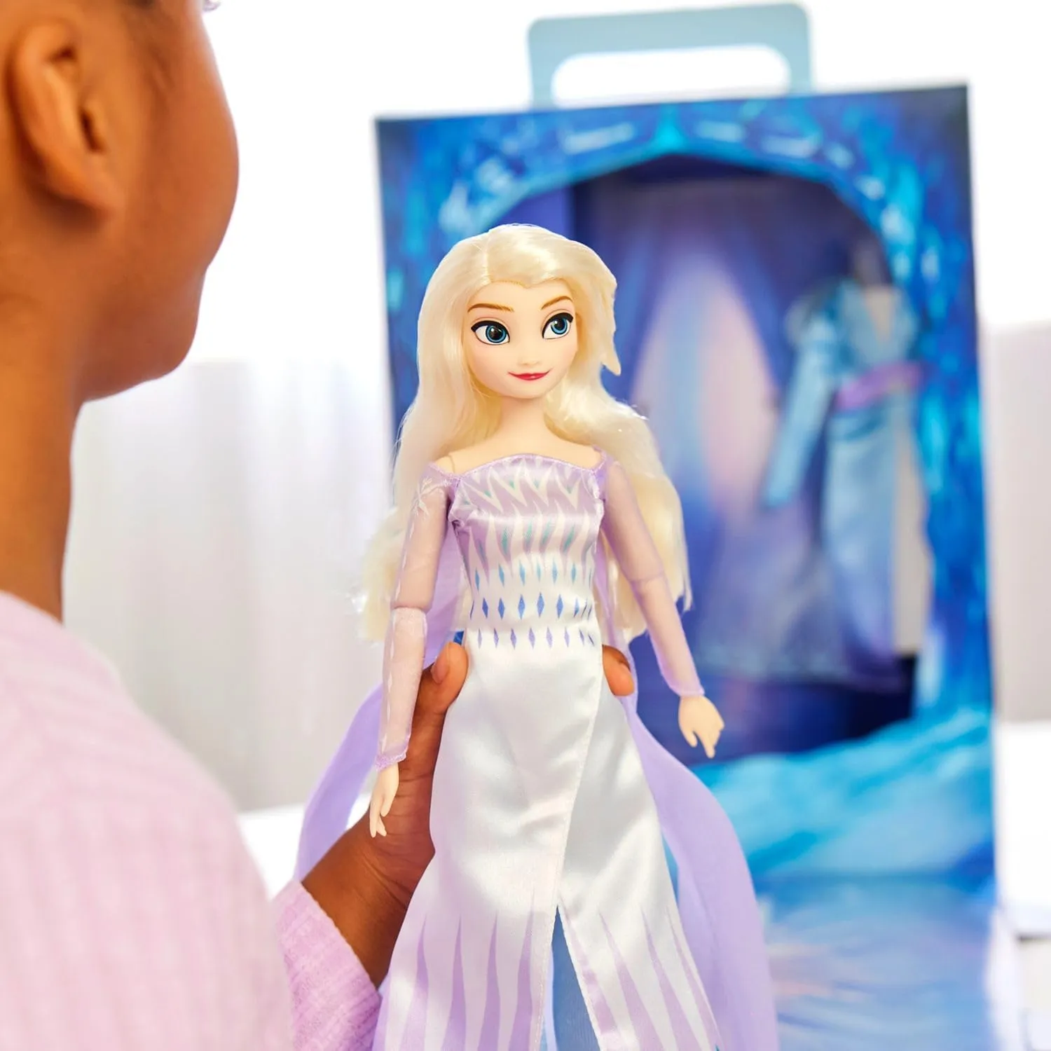 Disney Store Official Princess Story Doll (Elsa from Frozen) 11 Inches, Includes Coloring Book and Additional Dress, Princess Doll in Classic Outfit, Princess Toys for Girls