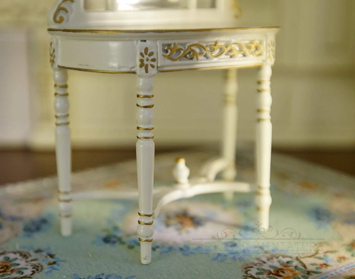 Dollhouse1/12 Decoration Dressing Table & Mirror Hand Painted White Fine Elegant Miniature SZJ163A