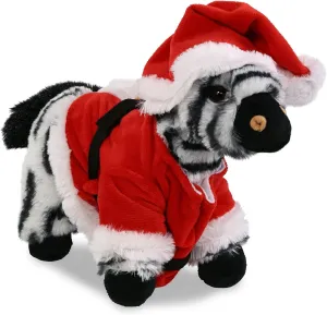 DolliBu Santa Zebra Stuffed Animal Plush Toy - Super Soft Wild Animal Dress Up with Red Santa Claus Outfit, Cute Wildlife Gift, Holiday with Name Personalization - 9 Inches