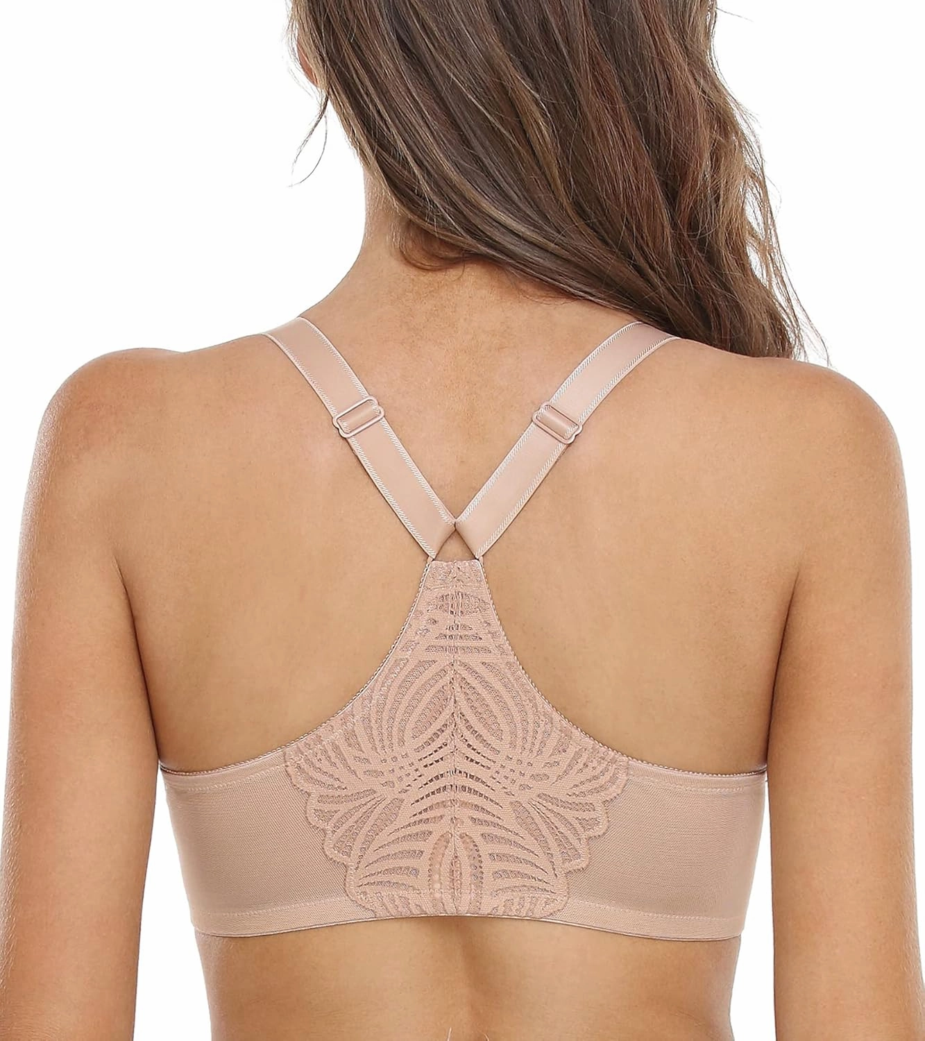 DotVol Women's Front Close Bra T Back Full Figure Underwire Plus Size Seamless Unlined Bra for Large Bust