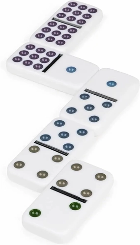 Double 9 Color Dot Melamine Dominoes Set, 55 Pieces with Instructions