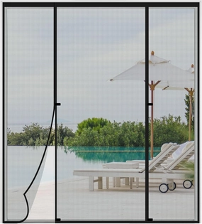 Double Opeing Magentic Screen Door for Sliding French Door, Fit Door Size 64 x 82, Large Self Sealing Screen Door Mesh for Pet Kid, Removable Mesh Net Walk Through, Keep Fly Out, Gray