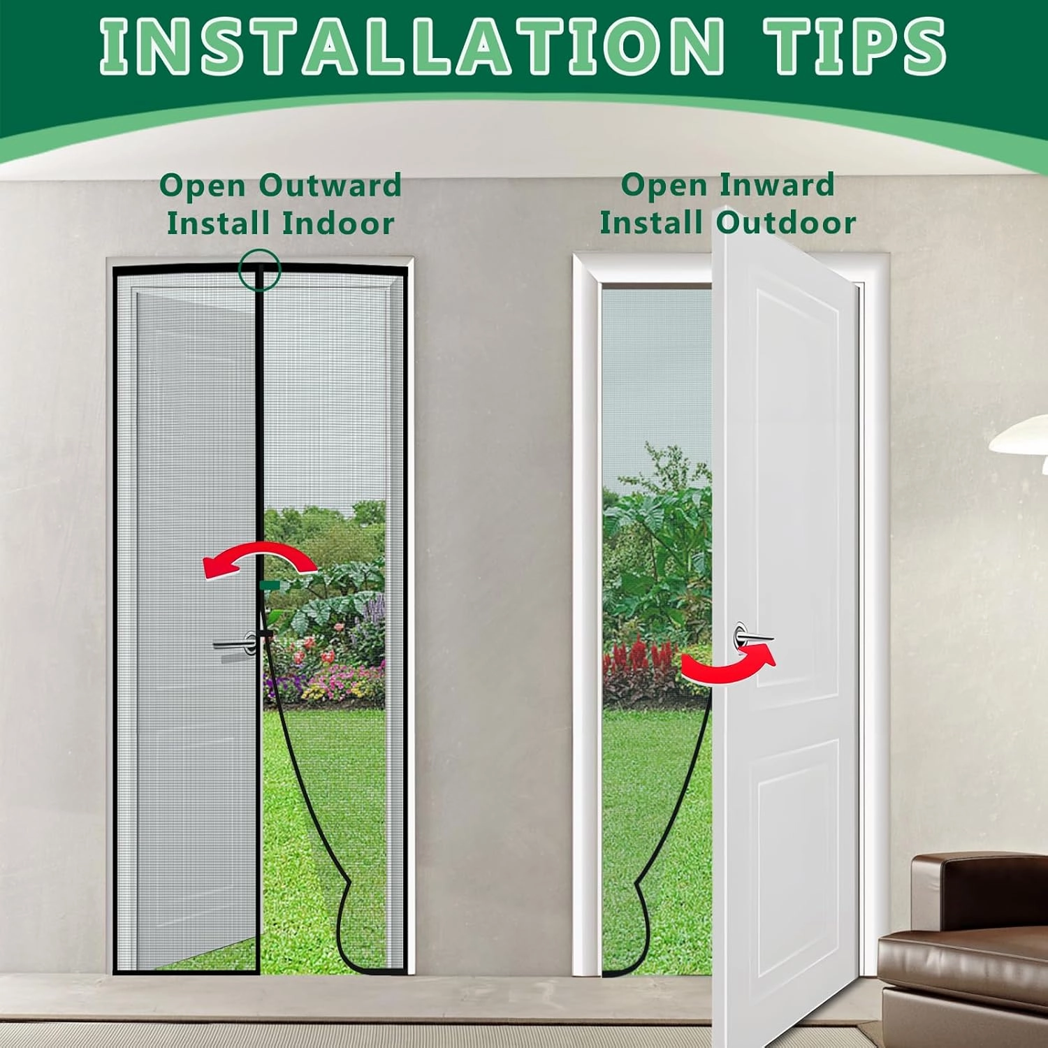 Double Opeing Magentic Screen Door for Sliding French Door, Fit Door Size 64 x 82, Large Self Sealing Screen Door Mesh for Pet Kid, Removable Mesh Net Walk Through, Keep Fly Out, Gray