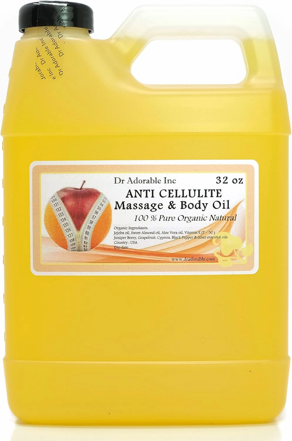 Dr Adorable - Organic Anti Cellulite Body Massage Oil with a Firming Essential and Carrier Oils Blend - 32 oz