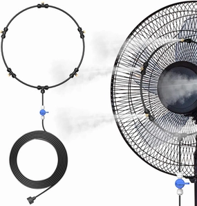 DR.PREPARE Outdoor Misting Fan Kit, 16.4ft Mist Hose Mister Fan, Water Misters for Cooling for Patio backyard, Portable Misting System for Mist Fan, Independent Valve for Control
