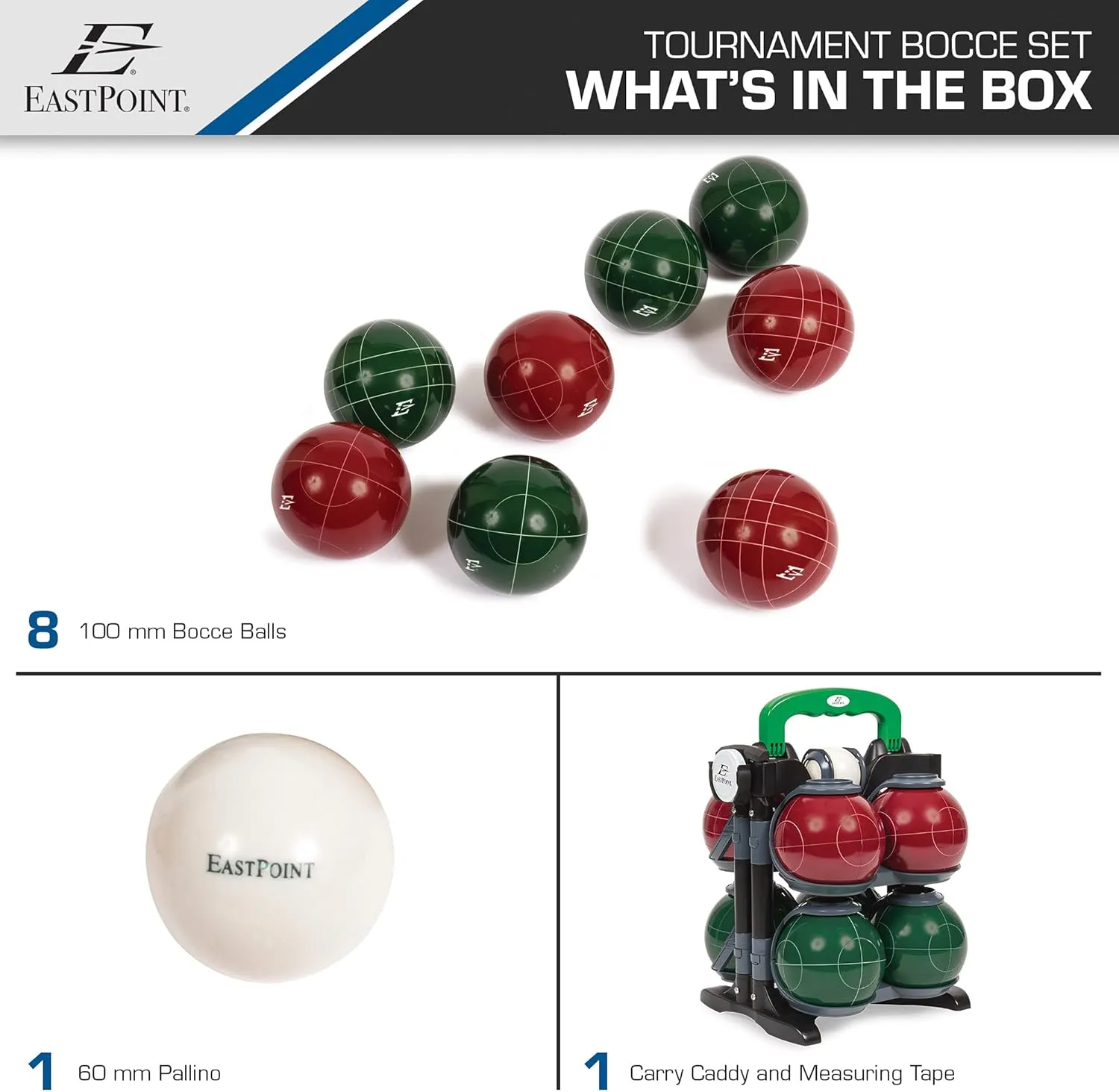 Eastpoint Sports Resin Bocce Ball Set- Features Deluxe Carry Case and All Accessories; Outdoor Fun for Kids, Teens and Adults