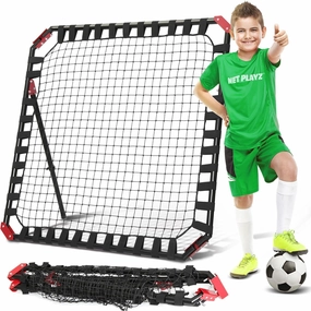 Easy Playz Portable Soccer Rebounder, 4 Ft x 4 Ft, Easy Set Up, Sturdy Metal Tube, with Quick Folding Design, No Assembly Needed! Multi Angle Adjustment, Carry Bag Included