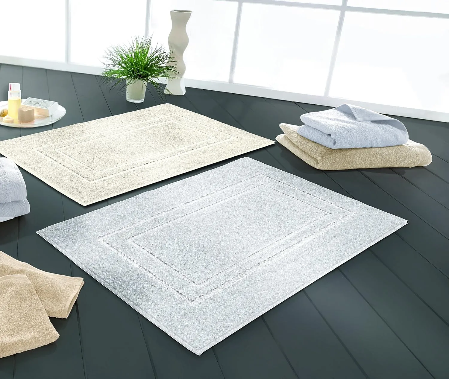 Eco Living Plaza 100% Natural Cotton Terry Cloth Rugs 23.6x31.5in [60x80cm] (Ecru)