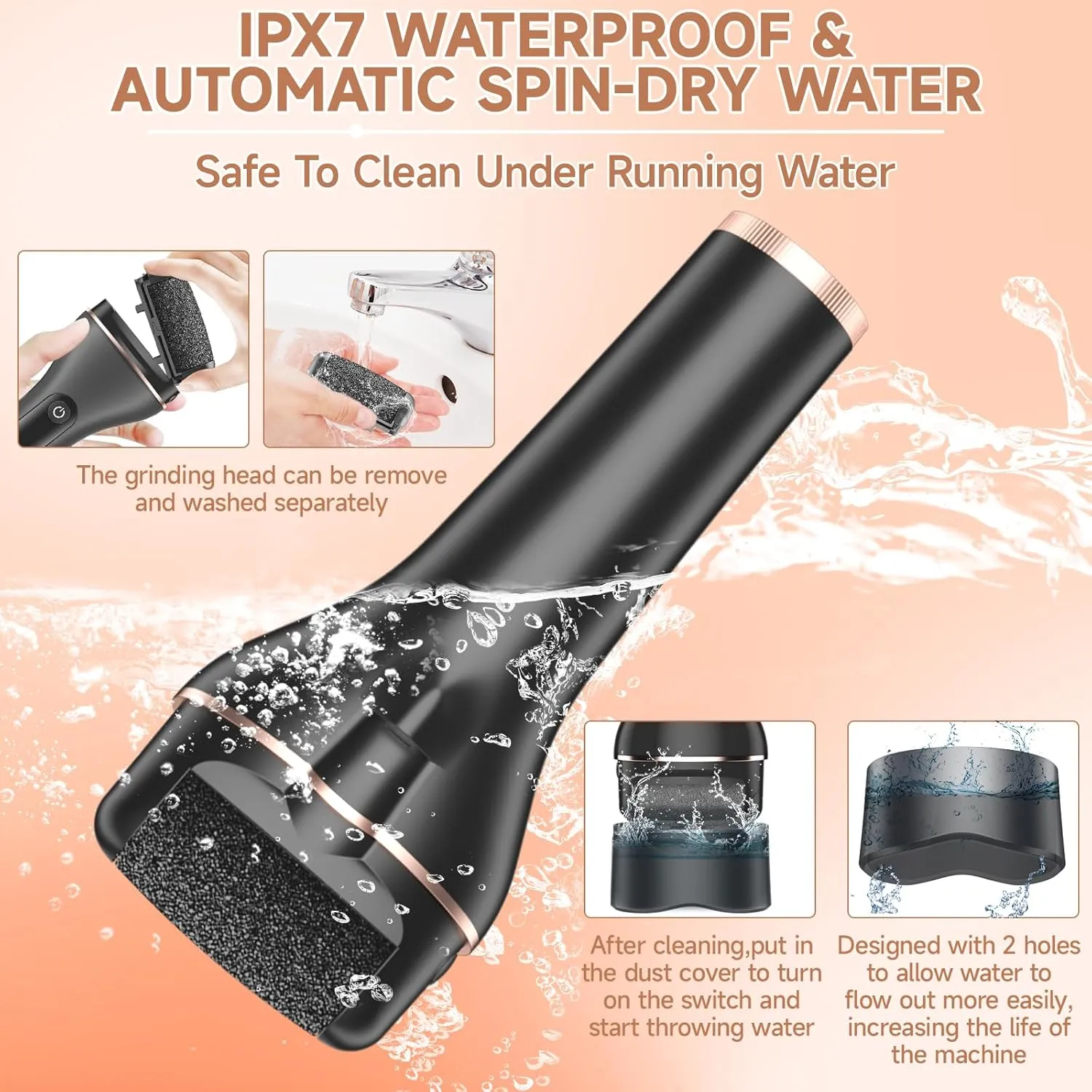 Electric Callus Remover for Feet,Rechargeable Portable Electronic Foot File Pedicure Kits,Professional Waterproof Pedi Feet Care Tools Wet&Dry Foot Scrubber File Perfect for Hard Cracked Dry Dead Skin