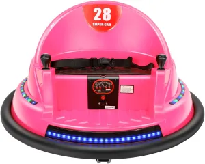 Electric Ride On Bumper Car Kids 12V 3-Speeds for Toddlers, 1.5-8 Years Old Baby Bumping Toy Cars, DIY Sticker Baby Toy Gifts, Remote Control, Bluetooth, 360 Spin ASTM-Certified Pink