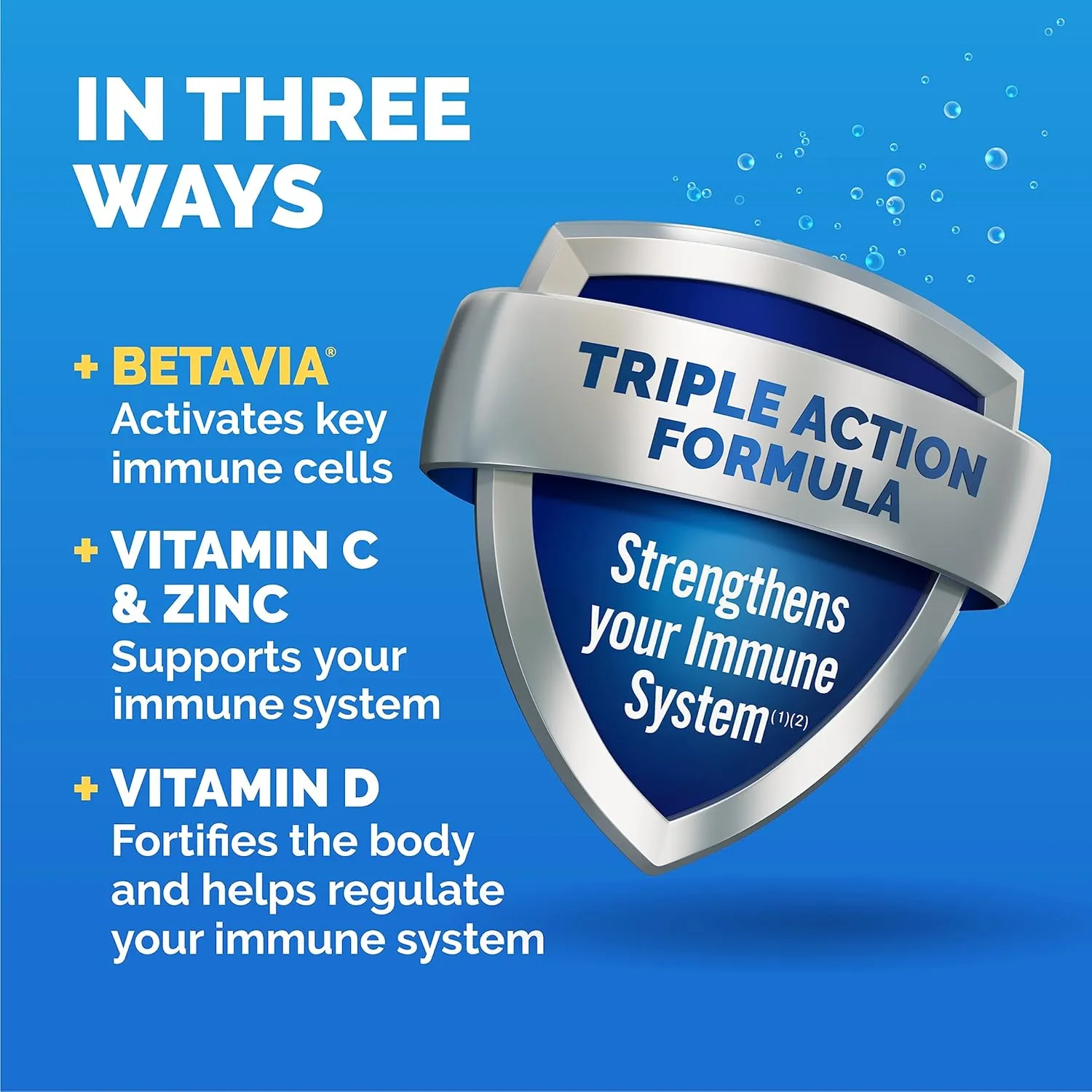Emergen-C Immune  Triple Action Immune Support Powder, BetaVia (R), 1000mg Vitamin C, B Vitamins, Vitamin D and Antioxidants, Super Orange – 30 Count (Pack of 1)