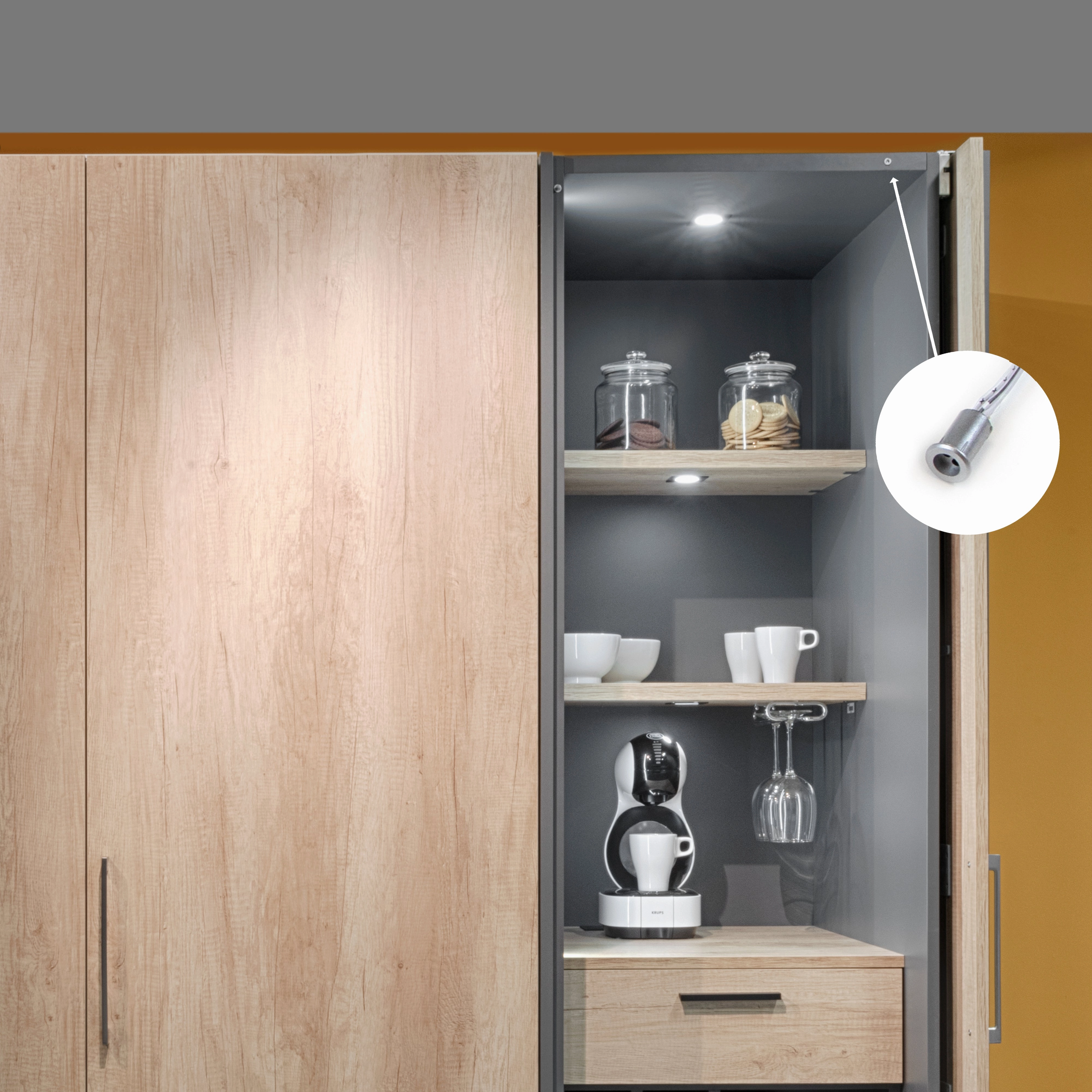 Emuca Sensor LED Point door SIMPLE (proximidad) (240V AC), Plástico, Pintado aluminio