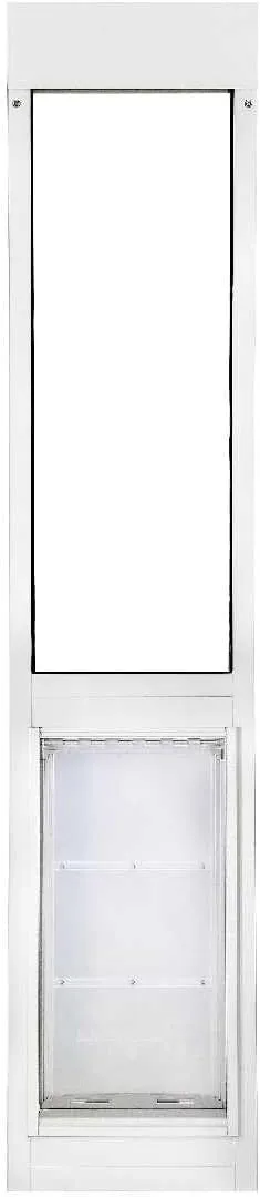 Endura Flap Thermo Panel Pet Door for Sliding Glass Doors | Heavy-Duty Aluminum Frame with Secure Locking Cover | Energy Efficient & Easy Install | White, Large Flap, 74.75"-77.75" Slider Height