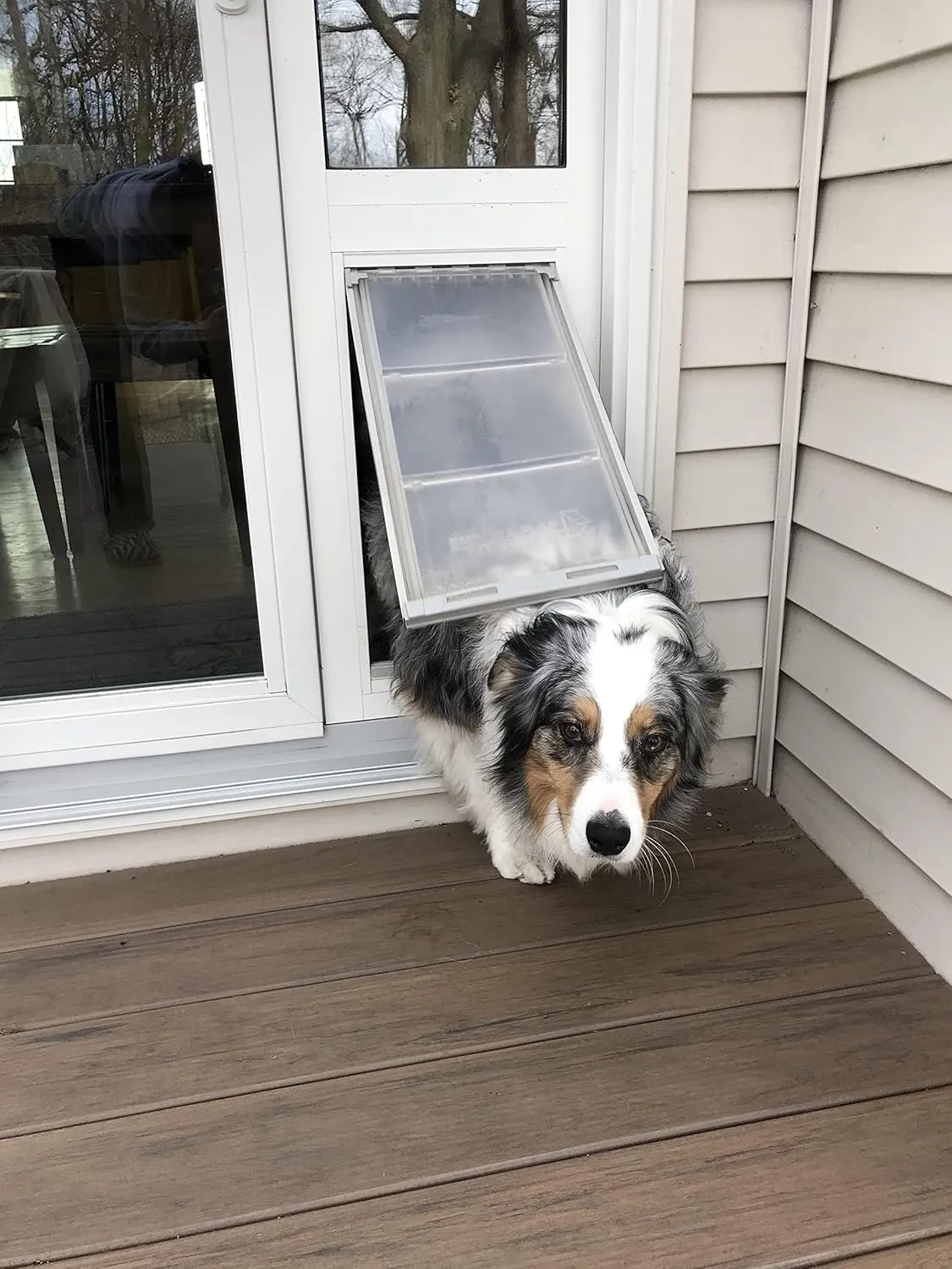 Endura Flap Thermo Panel Pet Door for Sliding Glass Doors | Heavy-Duty Aluminum Frame with Secure Locking Cover | Energy Efficient & Easy Install | White, Large Flap, 74.75"-77.75" Slider Height
