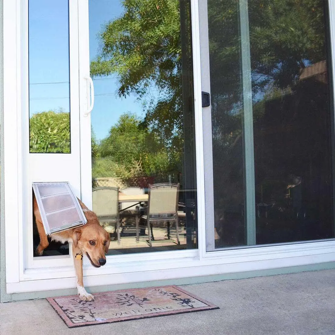 Endura Flap Thermo Panel Pet Door for Sliding Glass Doors | Heavy-Duty Aluminum Frame with Secure Locking Cover | Energy Efficient & Easy Install | White, XL Flap, 74.75"-77.75" Slider Height
