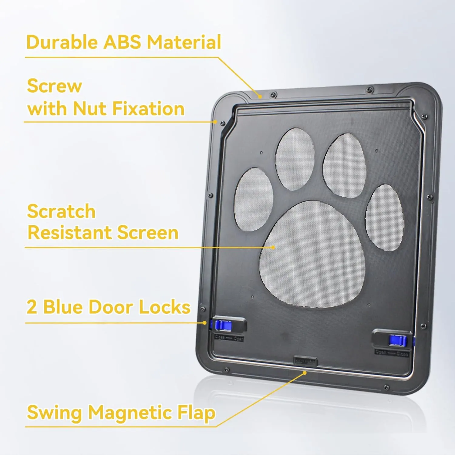 Enjoying Pet Screen Door 8"×10.2" Inner Door Size, Cat Doors with Replacement Magnetic Flap Lockable Doggy Screen Door, Black