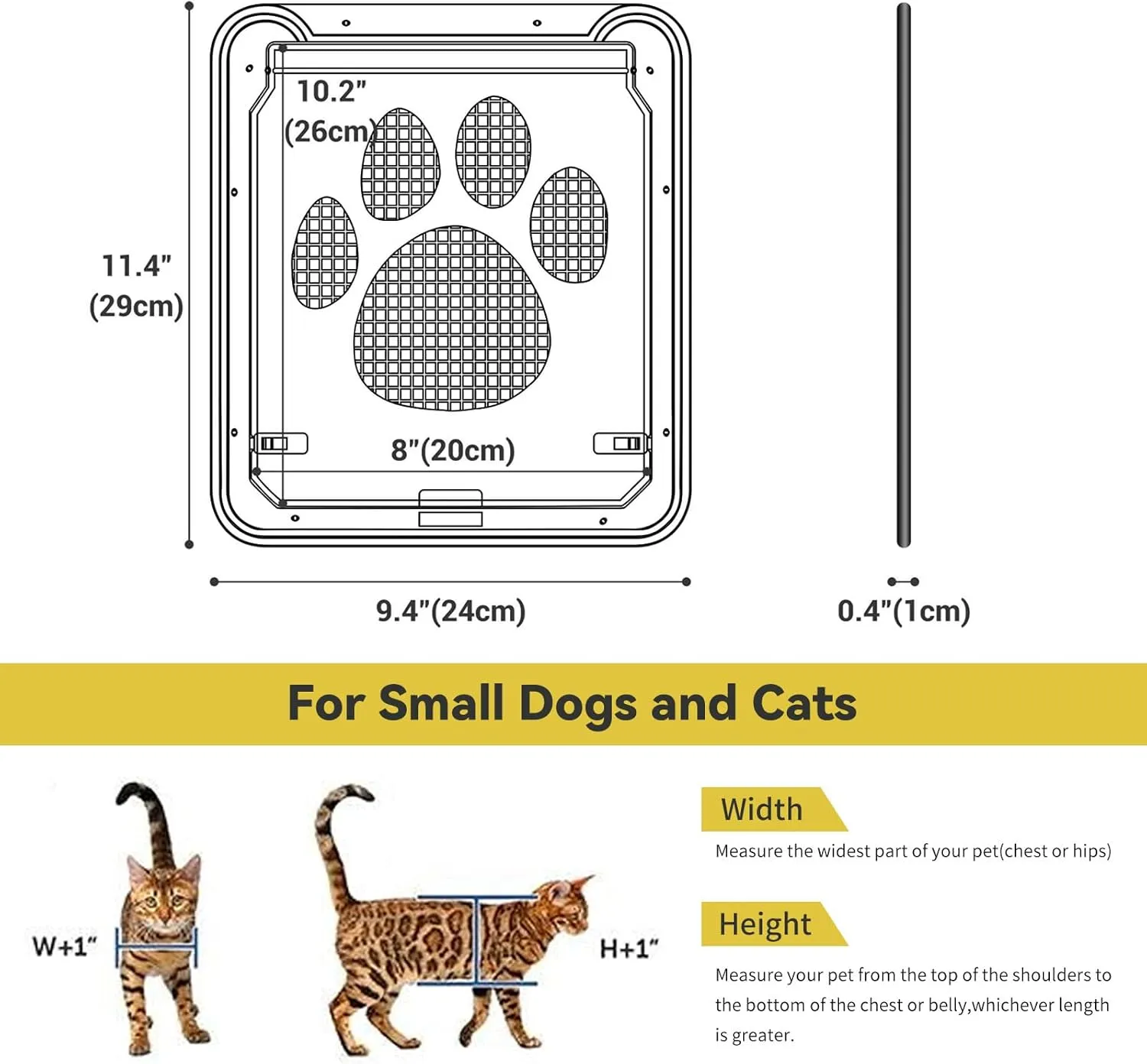 Enjoying Pet Screen Door 8"×10.2" Inner Door Size, Cat Doors with Replacement Magnetic Flap Lockable Doggy Screen Door, Black