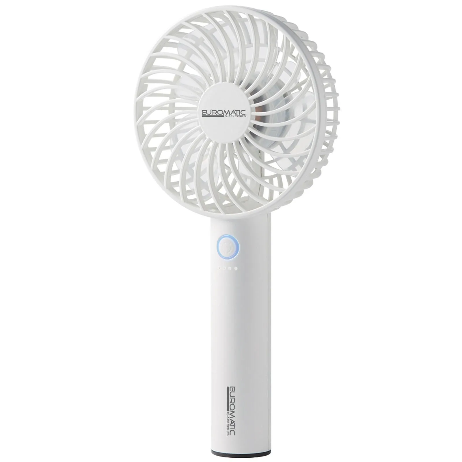 Euromatic Mini Rechargeable Portable Fan/Lightweight/6 Blade High Speed USB WHT