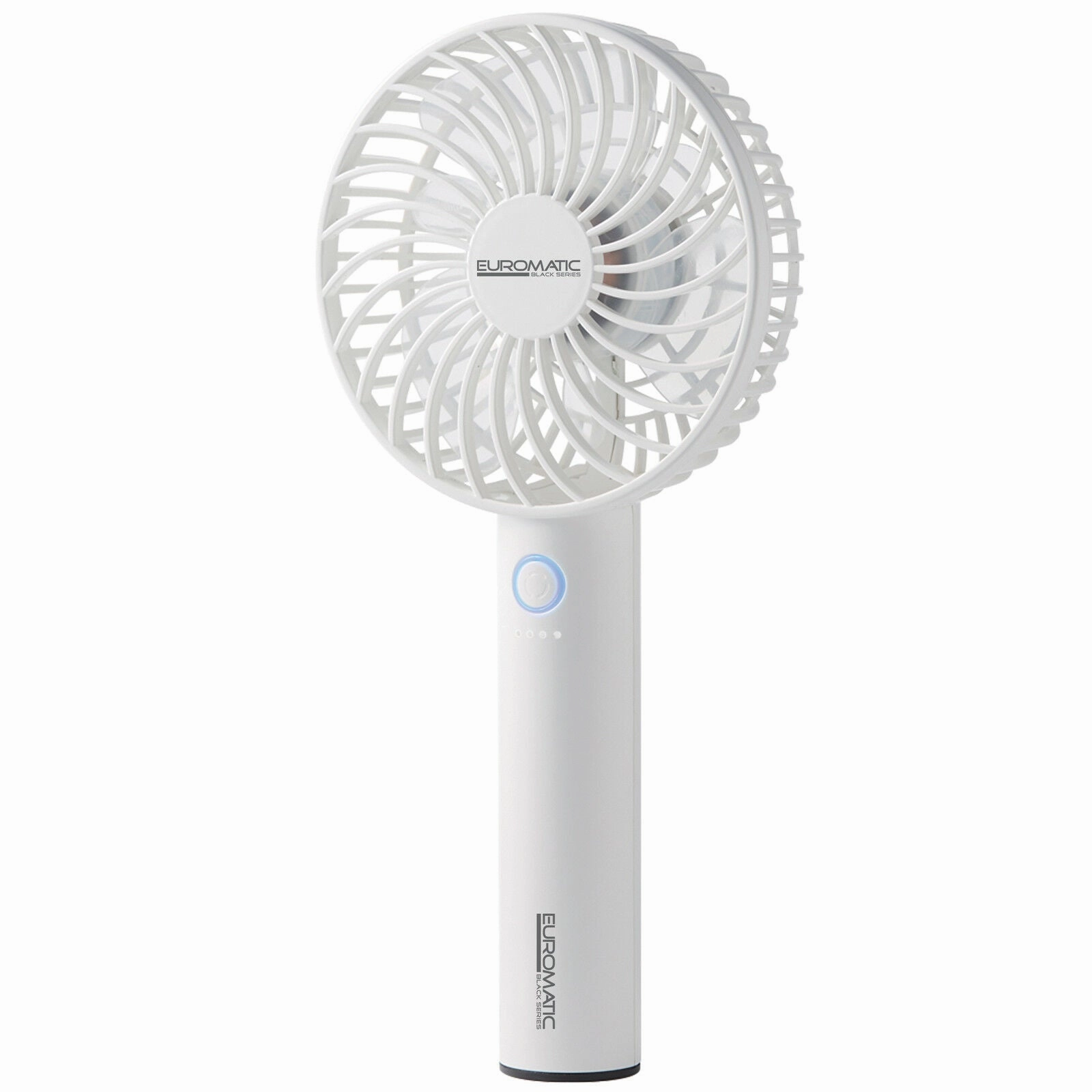 Euromatic Mini Rechargeable Portable Fan/Lightweight/6 Blade High Speed USB WHT
