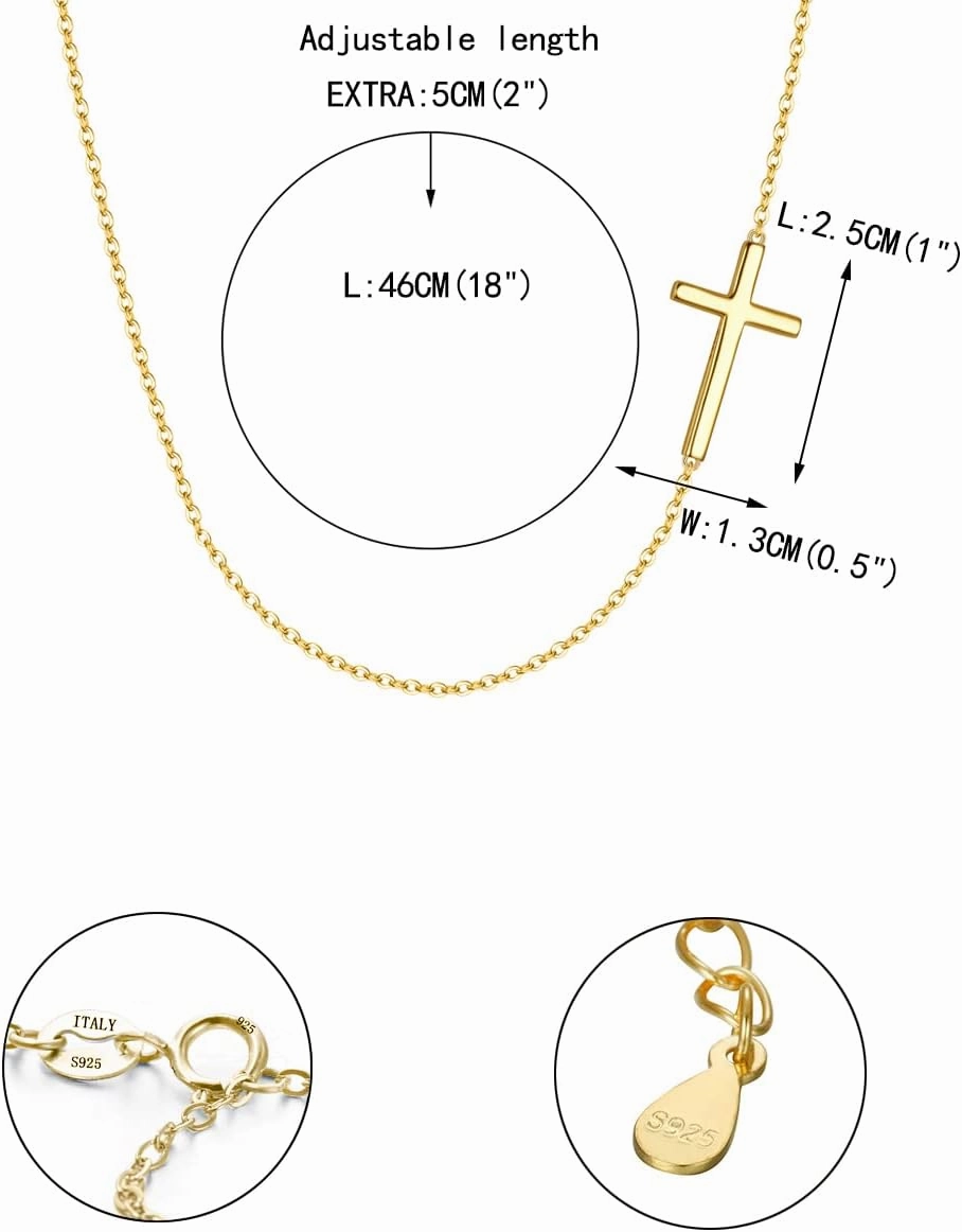 EVER FAITH 925 Sterling Silver Simple Sideways Cross Pendant Choker Necklace Birthday/Mothers Day/Valentines/Christmas Jewelry Gift for Women