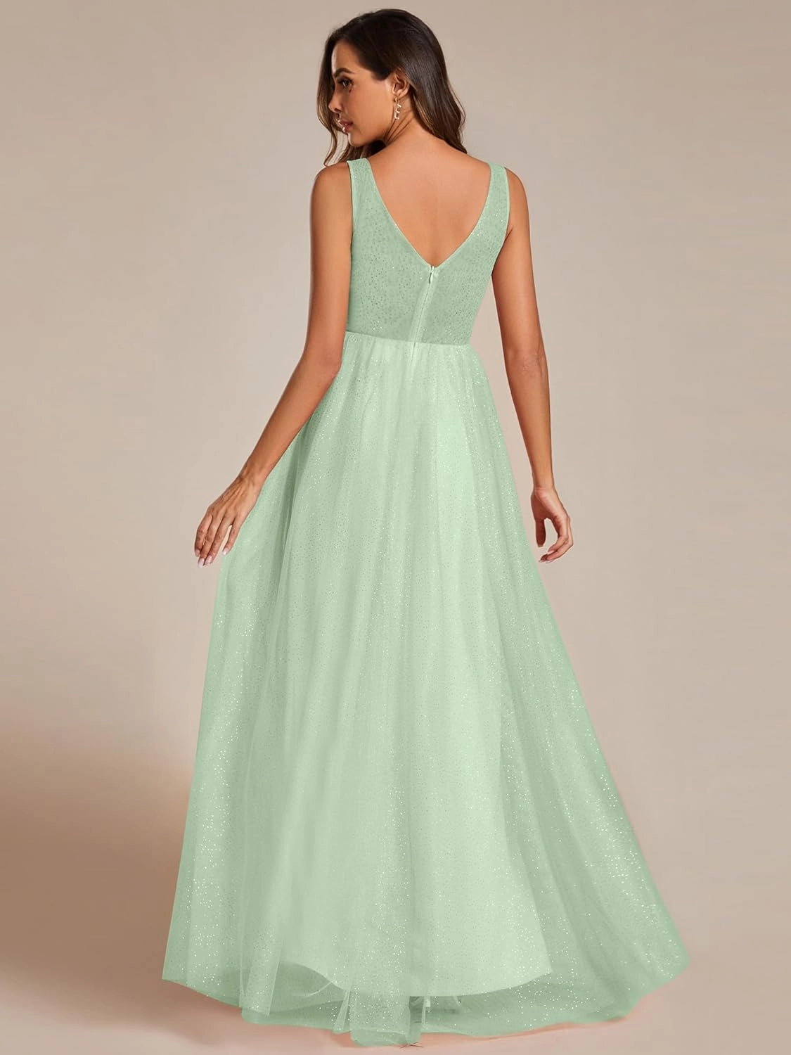 Ever-Pretty Women's Sleeveless V Neck A Line Glitter Floor Length Split Formal Dresses S0014