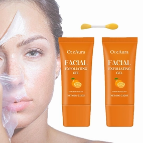 Facial Exfoliating Gel, Purifying Orange Exfoliating Gel for Face and Body Skin Repair, Orange Hydrating Facial Scrub, Moisturizing, Cleansing and Rejuvenating (2pcs, 1)