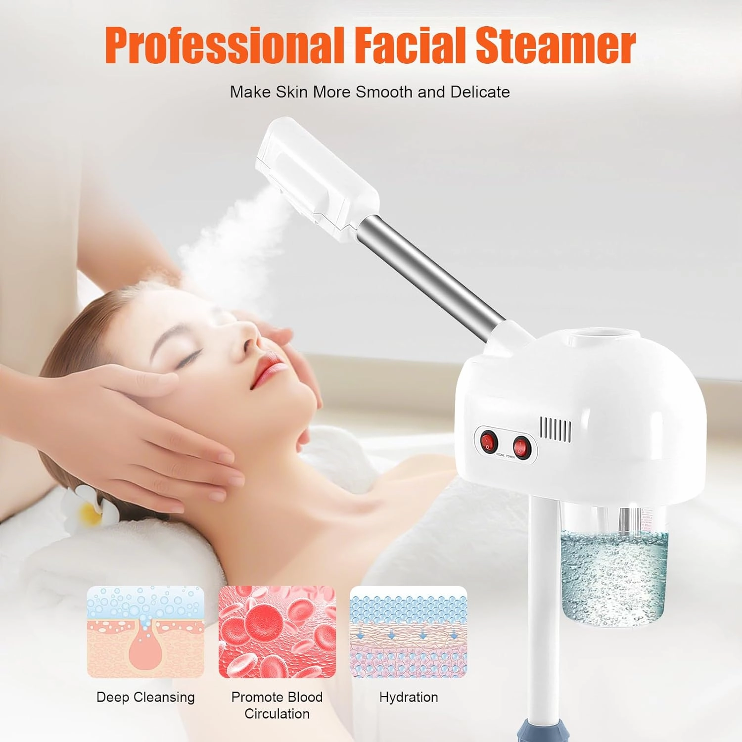 Facial Steamer with Hot Mist Function, Can Use at Home and Beauty Salon, Extract Blackheads, Rejuvenate and Humidifier Hydrate Your Face Skin for Youthful Complexion.
