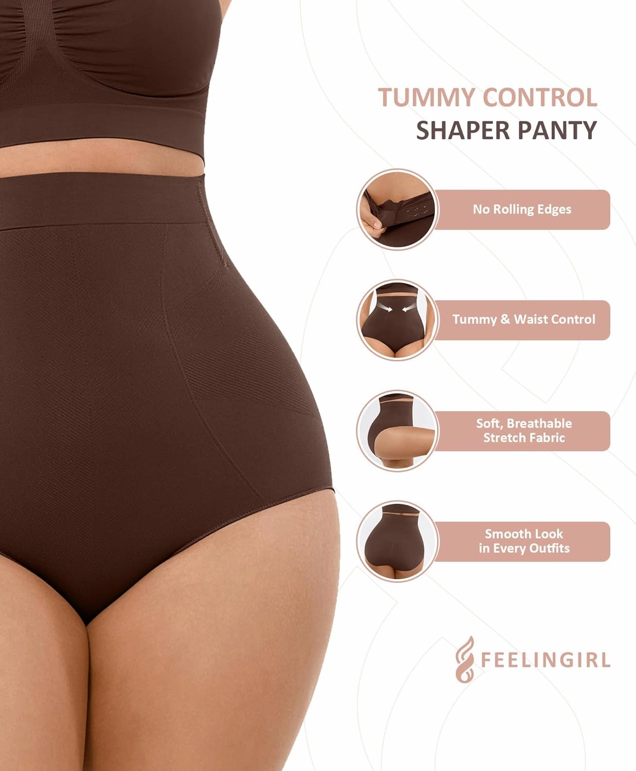 FeelinGirl Body Shaper Tummy Control Shapewear Underwear High Waisted Sculpting Briefs Panty Girdle