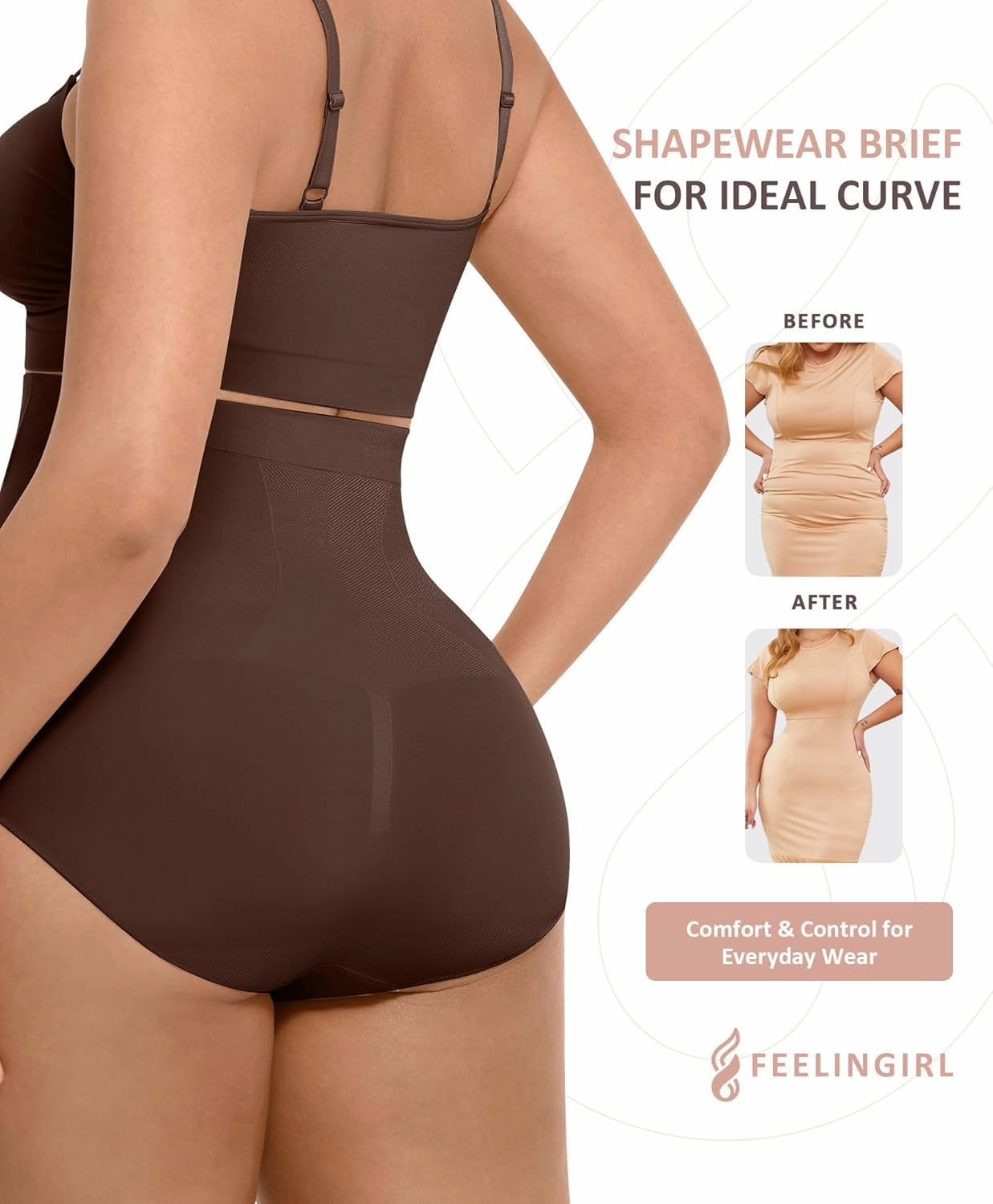 FeelinGirl Body Shaper Tummy Control Shapewear Underwear High Waisted Sculpting Briefs Panty Girdle