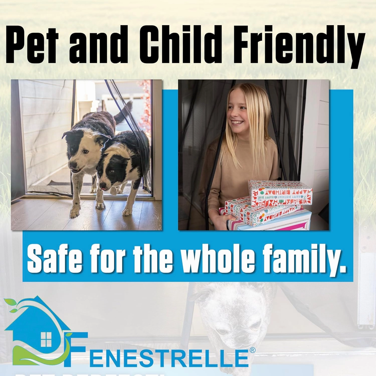Fenestrelle Magnetic Screen Door for Standard, French & Sliding Door, Large Pet & Kids, Keep Bugs Out, Heavy Fiberglass Mesh, Self Closing Continuous Magnetic Seal (Fits Door Size 37"x80", White Trim)
